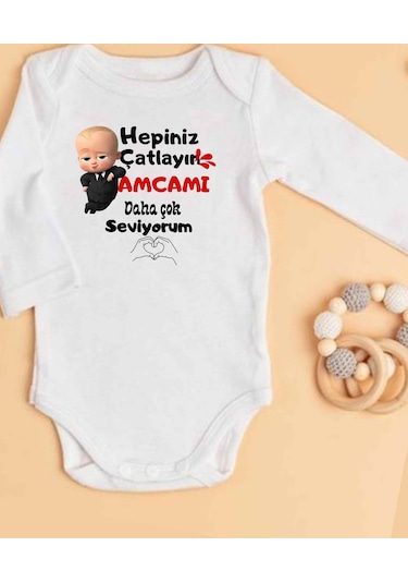 Lupi İsimli Zıbın Yazılı Bebek Zıbın Somon-koyu Pudra Beyaz