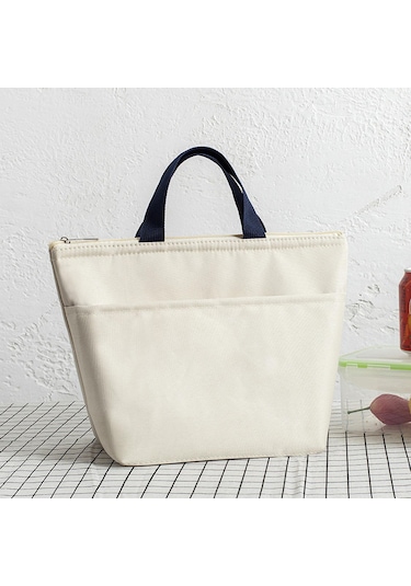 Suntek Oxford Kumaş Öğle Yemeği Çantası Büyük Beyaz Beyaz