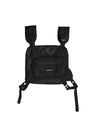 Göğüs Çantası Bel Çantası Hip Hop Streetwear Büyük Kapasiteli Siyah