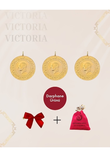 Vıctorıa Gold 3 Adet Tam Altın  Yeni Tarihli 2025 Kulplu 22 Ayar
