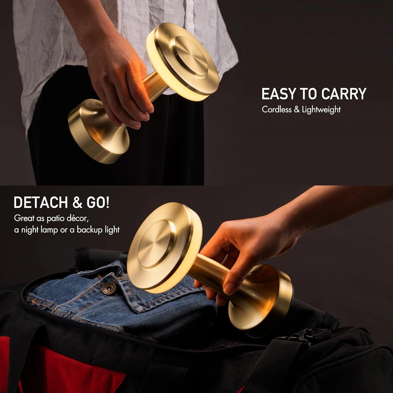 Folinda Taşınabilir Dokunmatik Led Lambası - 3 Parlaklık Seviyesi, 48 Saat Pil Ömrü, 3000k Yumuşak Beyaz Işık Rose Gold