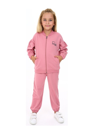 Toontoy Kız Çocuk Baskılı Eşofman Takım Gül Kurusu