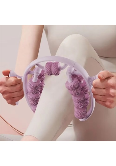 Anjiexun 26 Tekerlekli 360 Çok Yönlü Bacak Masaj Aleti - Baldır Kası Gevşetici Mor