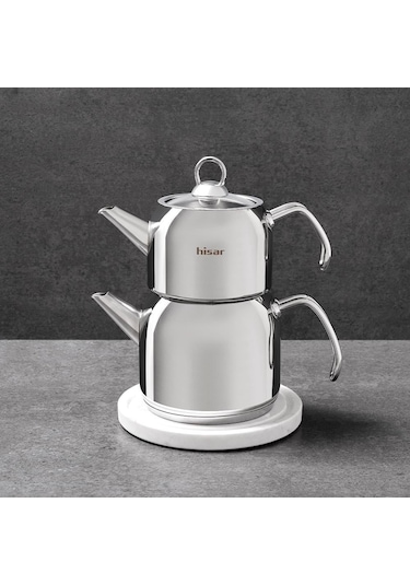 Hisar Satürn Mini Çelik Çaydanlık Cam Kapak Gümüş