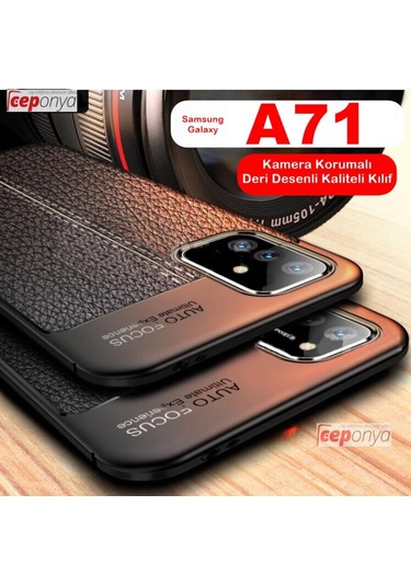 Samsung Uyumlu Galaxy A71 Kamera Korumali Deri Görünümlü Silikon Kilif 402642257