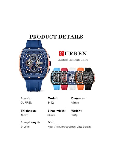 Curren 8442 Kırmızı Erkek Kol Saati Turuncu