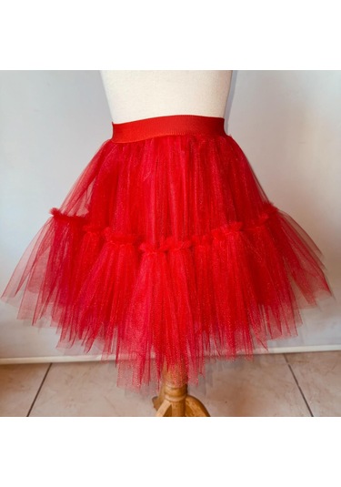 Gala Tütülü Kabarık Kız Çocuk Etek Kırmızı