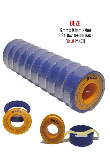 10'lu Paket 12mm X 0.1mm X 8mt Doğalgaz Teflon Bant