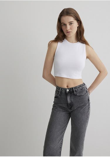 Mavi - Beyaz Crop Top 1610786-620 Beyaz