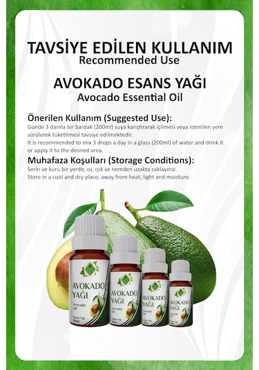Avokado Yağı Avocado Essential Oil 10 Ml.