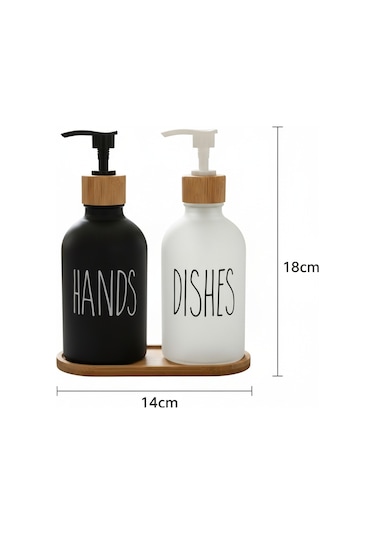 Kapris Dmr-8892 2li Bambu Tabaklı Sıvı Cam Sabunluk Siyah