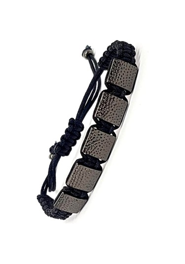 Cift Tarafli Kullanilabilen Celik Ve Deri Detayli Makrome Orgu Bi