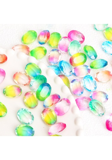 Yaozixa 100 Adet Gradient Pembe Oval Uçlu Reçine Tırnak Taşı - Dıy Buzlu Parlak Manikür Aksesuarı