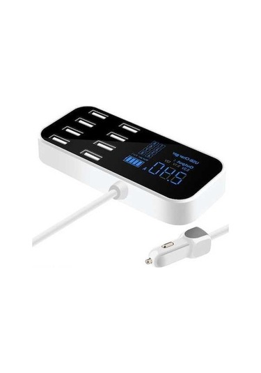 Novahub 8 Portlu Hızlı Şarj Usb Araç Şarj Cihazı - Led Ekranlı, 8a Çıkış, Akıllı Cihazlar İçin Hızlı Şarj