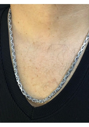 4.5mm Kral Erkek Çelik Beyaz Kolye Işıklı Kutuda Sevgiliye Eşe Babaya Kolye Beyaz