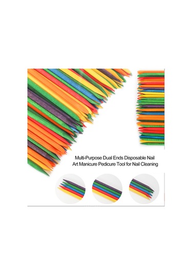 Reedark Renkli Ahşap Tırnak Çubuğu Seti - Tırnak Boyası Temizleyici Ve Kütikül Push Rodu, 100 Adet/ Paket
