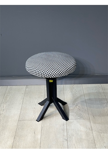 Tabure Kazayağı Kumaş Puf Makyaj Masası Sandalyesi Metal Sandalye