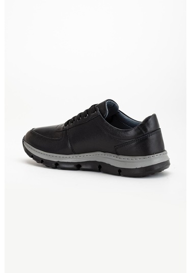 Hakiki Deri Erkek Günlük Ayakkabı Siyah H Model Eva Taban-3479 Siyah