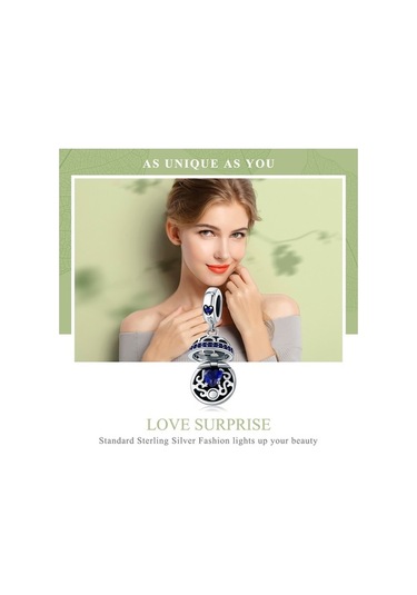 Fastbuy S925 Ayar Gümüş Aşk Sürpriz Kolye Ve Bilezik Seti - Mavi Renkli Aksesuarlar Çok Renkli