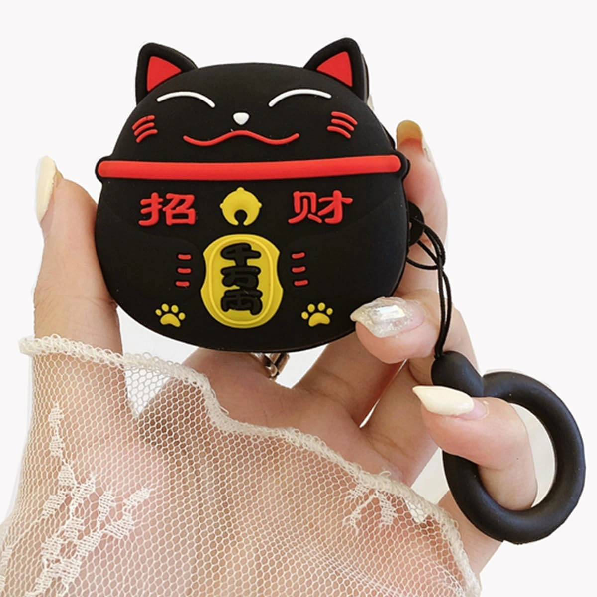 Samsung Galaxy Buds 2 Pro/live/pro/2/fe 2023 İçin Kancalı Sevimli Karikatür Şanslı Kedi Tasarımlı Silikon Kulaklık Kılıfı Diğer