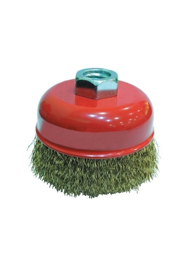 Partner PT02035 Sarı Dalgalı Telli M14 Vidalı Çanak Tel Fırça 125 MM