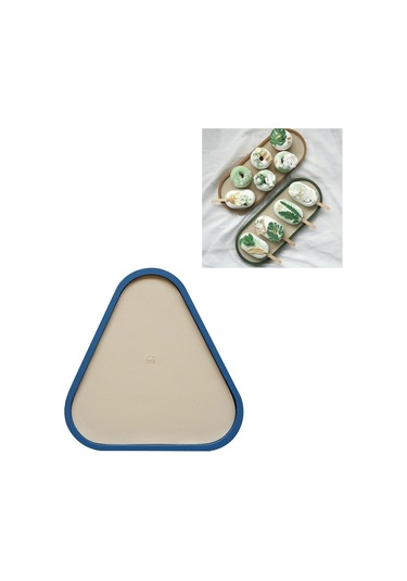 Sones Masaüstü Sığ Depolama Tepsisi Çeşitli Eşya Tepsisi Mücevher Sergileme Tepsisi, Üçgen Yeşil Lotus