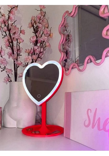 Masaüstü Ayna Kalp Görünümlü Ledli Pinterest Makyaj Cilt Bakımı A