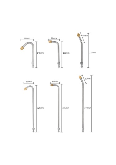 Yaleker Stainless Steel 35cm U-formlu 25 Açı Fıçılı 5000 Psı Yüksek Basınç Yıkama Makinesi Uzantı Kolu Eklentisi