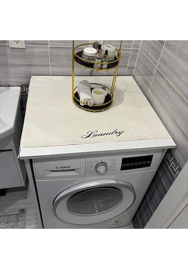 Laundry Duck Keten Su Geçirmez Ve Kirlenmez Çamaşır Makinesi - Buzdolabı - Bulaşık Makinesi Örtüsü Siyah - Beyaz