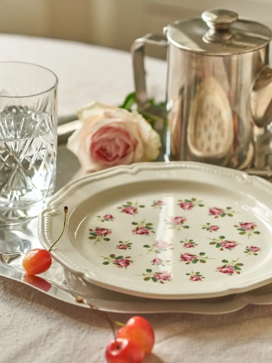 Roomi Desenli Düz Seramik Tabak 19.5 Cm, Hediye 113310986 Beyaz