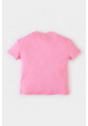 Defacto Kız Bebek Bisiklet Yaka Baskılı Kısa Kollu Tişört E0698a525smpn164 Pembe