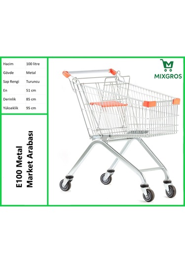 E100 Metal Market Alışveriş Arabası 100 Litre