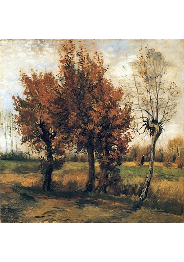 Sonbahar Ağaçlı Manzaralar Doğal Taş Bardak Altlığı 4'lü Set - Natural Stone Coasters - Taş Çok Renkli