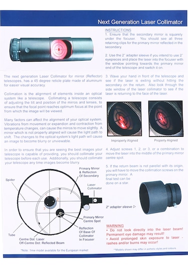 Samdoo Güneş Sistemi Teleskop Aksesuarı: Lazer Hizalama Gözlüğü Pil Yok 7 Parlaklık Seviyesi 1.25/2 İnç Uyumlu Alüminyum