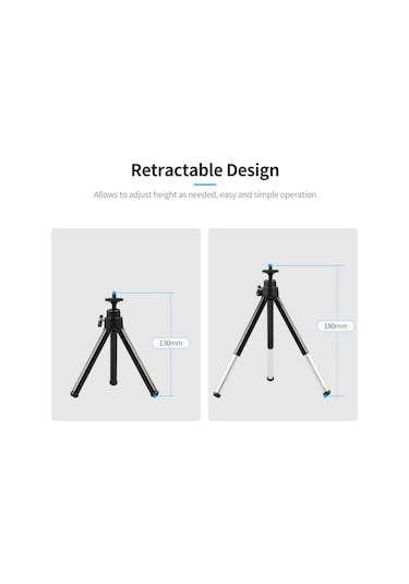Dofolink Gümüş Renkli Tahta Mini Tripod - Aluminium Ally Malzeme, 1/4" Vida, Cep Telefonu Ve Web Kamerası İçin Taşınabilir Tutucu