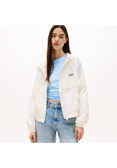 Tommy Hilfiger Repeat Logo Water Repellant Kadın Beyaz Ceket Dw0dw20952 Beyaz