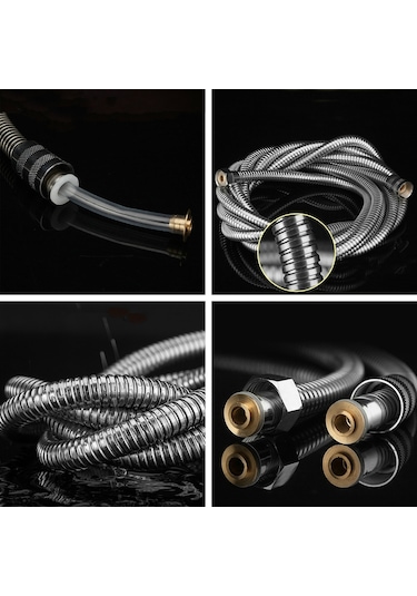 Padalink 3m Paslanmaz Çelik Duş Hortumu - Bakır Çekirdekli, Alev Dayanıklı, Patlama Engelledi, 360 Döner, Kaotik Olmayan, Sızıntısız Diğer
