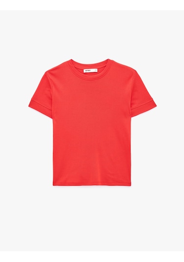 Koton Slim Fit Kısa Kollu Bisiklet Yaka Basic Tişört Kırmızı 6sak50400ek