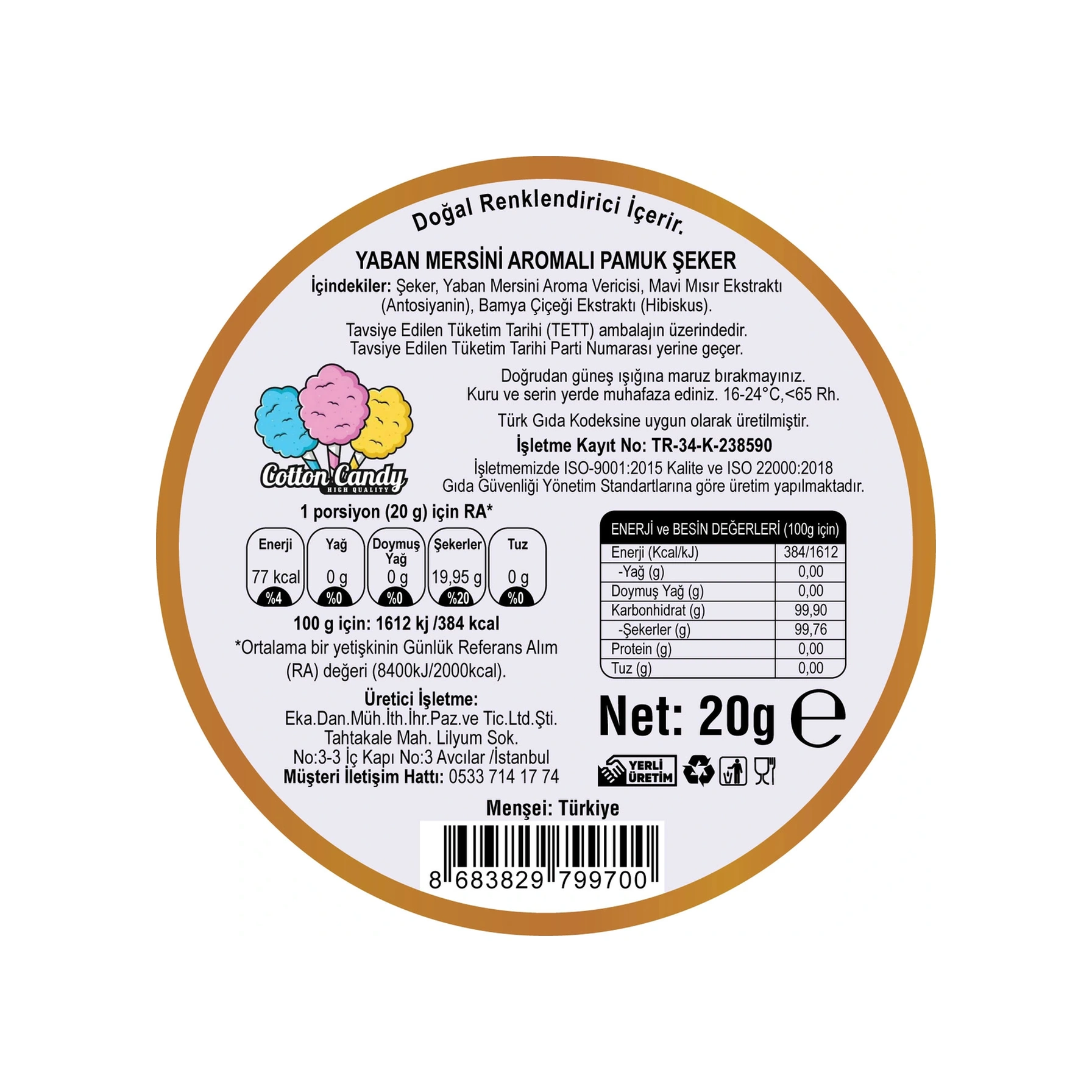 Karpuz, Yabanmersini, Mango Aromalı 3'lü Gurme Pamuk Şekerler