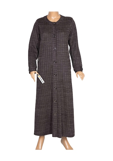 Hesna Kadın Nurel Büyük Beden Kışlık Kare Çıtçıtlı Kahve Pardesü Kahverengi