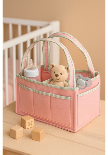 Yunusoğlu Home Anne Bebek Keçe Bakım Çantası Yenidoğan İçin Organizer Düzenleyici Çok Amaçlı Çok Renkli