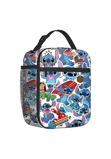 Stitch Yalıtımlı Öğle Yemeği Çantası Okul Piknik Atıştırmalık Öğle Yemeği Kutusu 22 Çok Renkli
