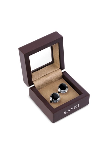 Yuvarlak Kol Düğmesi 35893 Beyaz - Siyah