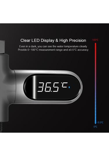 Teltree Bebek Banyo Termometresi Led Ekranlı, 0-100 C Ölçüm, C/ F Geçiş, 360 Dönebilir, Hassas Sıcaklık Kontrolü