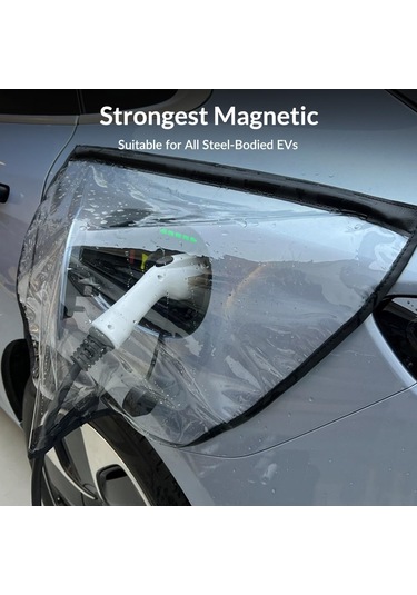 Elektrikli Araç Şarj Portu Manyetik Koruyucu Kılıf Yağmur, Kar Ve Toz Koruması Klasik Düz Yağmur Kılıfı Siyah