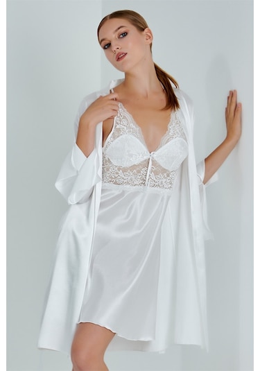 Alissa 8620 Kadın Saten 6'lı Set-ekru Ekru