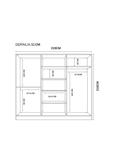 Rabi Mobilya Diva Country 6 Kapak 2 Çekmece Aynalı Mega Gardırop