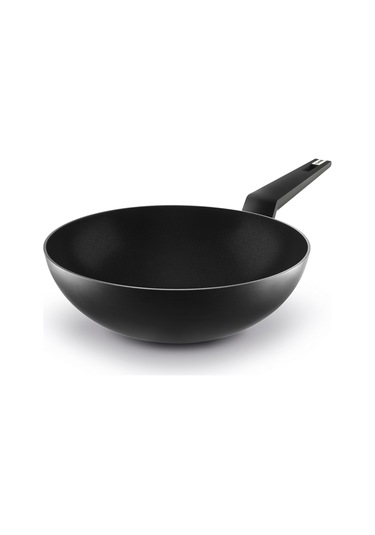 Titanium Serisi Yapışmaz Kaplamalı Dövme Alüminyum Wok Tava 28cm Siyah