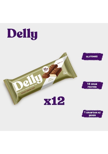 Delly Muz Aromalı Çikolata Kaplı Yüksek Protein Bar 12 x 40 G