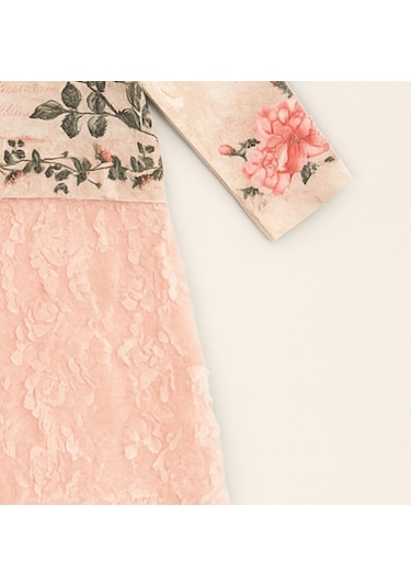 For My Baby Çiçek Baskılı Bebe Yaka Elbise Pembe